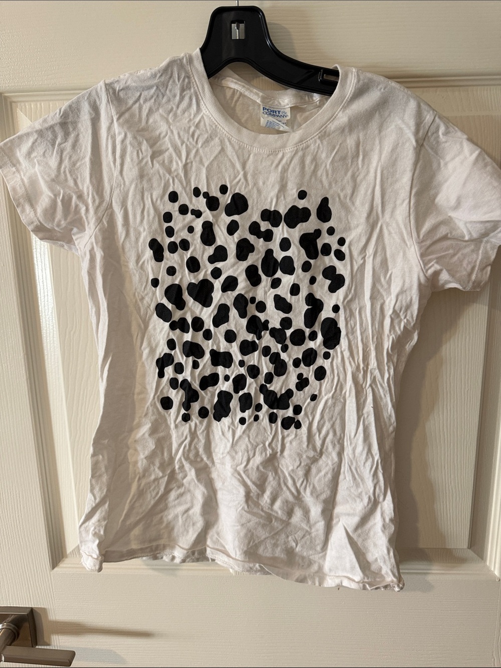 White Graphic Tee with Black Spot Print